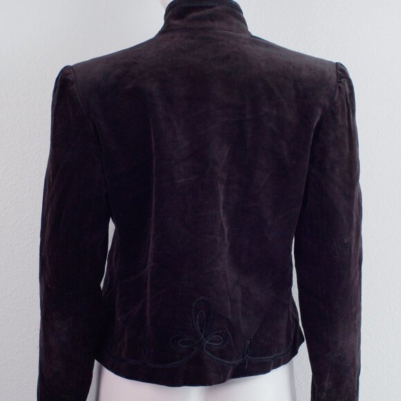 Vintage Ellen Tracy Velvet Embroidered Jacket 80s Brown Size 10 - Picture 3 of 10
